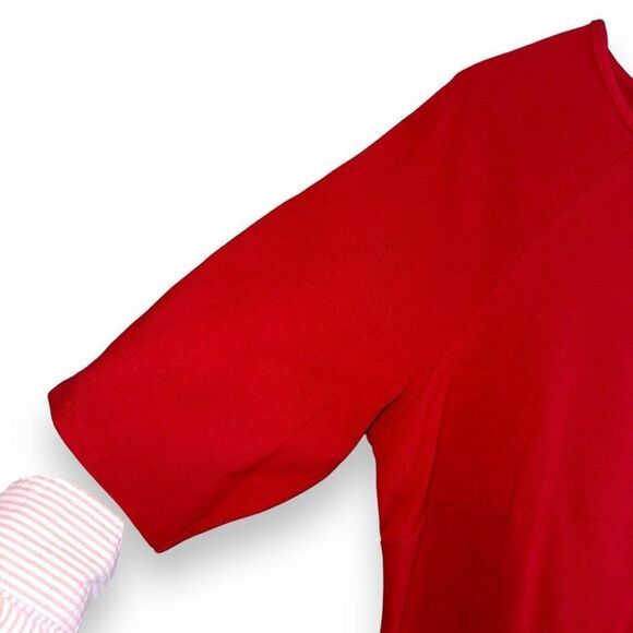 Talbots Crimson Red L/S V-Neck Knit Dress Sz 10 - Picture 3 of 6